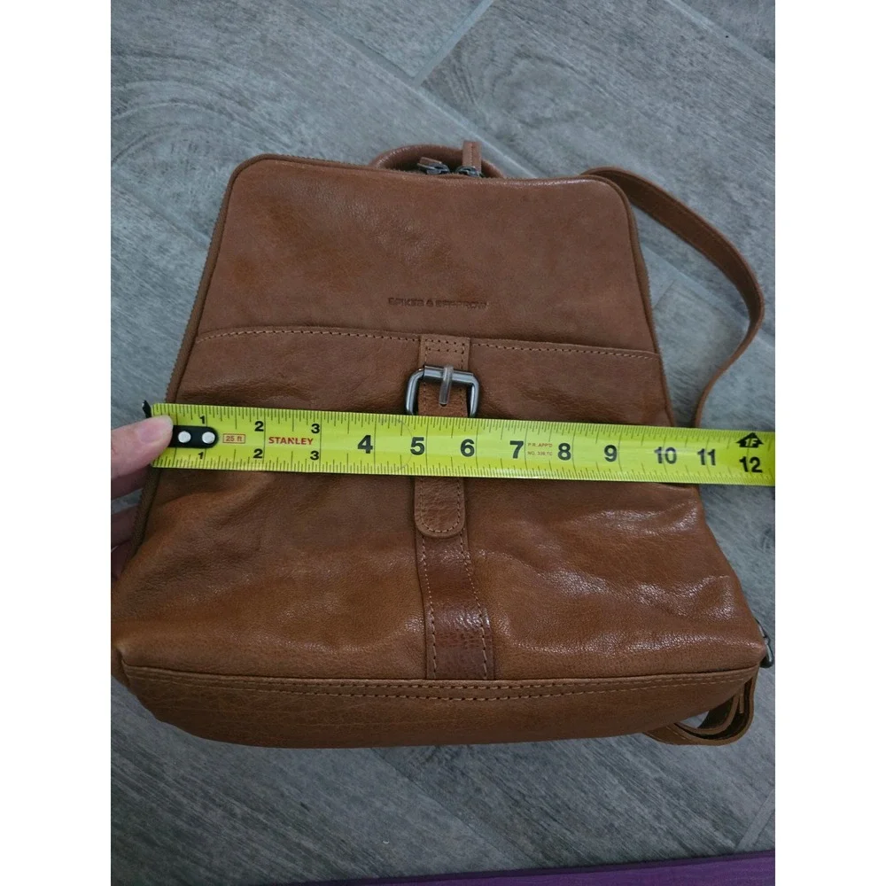 Spikes & Sparrow‎ Leather Backpack Purse with Buckle Detail Womens Cognac Brown